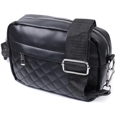 Convenient Women's Cross-body Bag with a Coin Purse Made of Eco-leather VINTAGE Bag 22796 Black