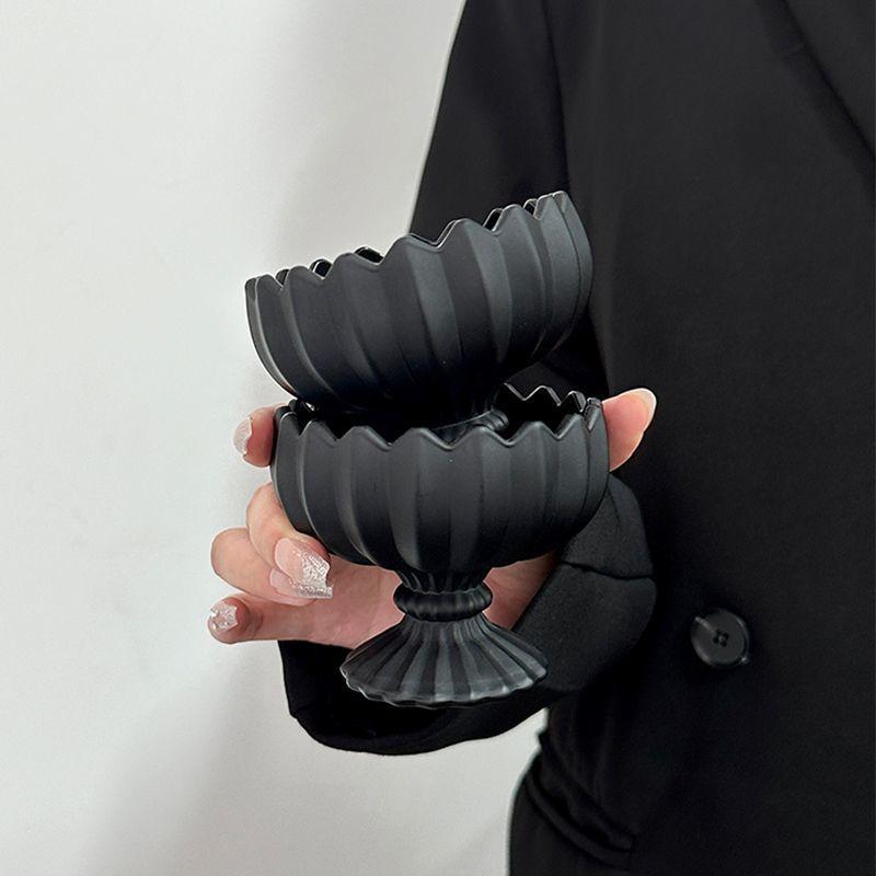 Premium Obsidian Dessert Salad Ice Cream Bowl Home Use Ice Cream Glass Cup Mug High Footed Drinking Cup Yogurt Ice Cream Cup