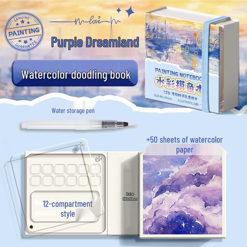 Moyu Watercolor & Acrylic Travel Sketching Set: Portable Palette, Drawing Board, and Book for Painting and Sketching.