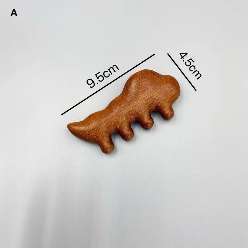 Wooden Wide Tooth Comb Massage Head Meridian Scalp Combs for Face Eye Shoulder Neck Anti-Static Hair Loss Treatment