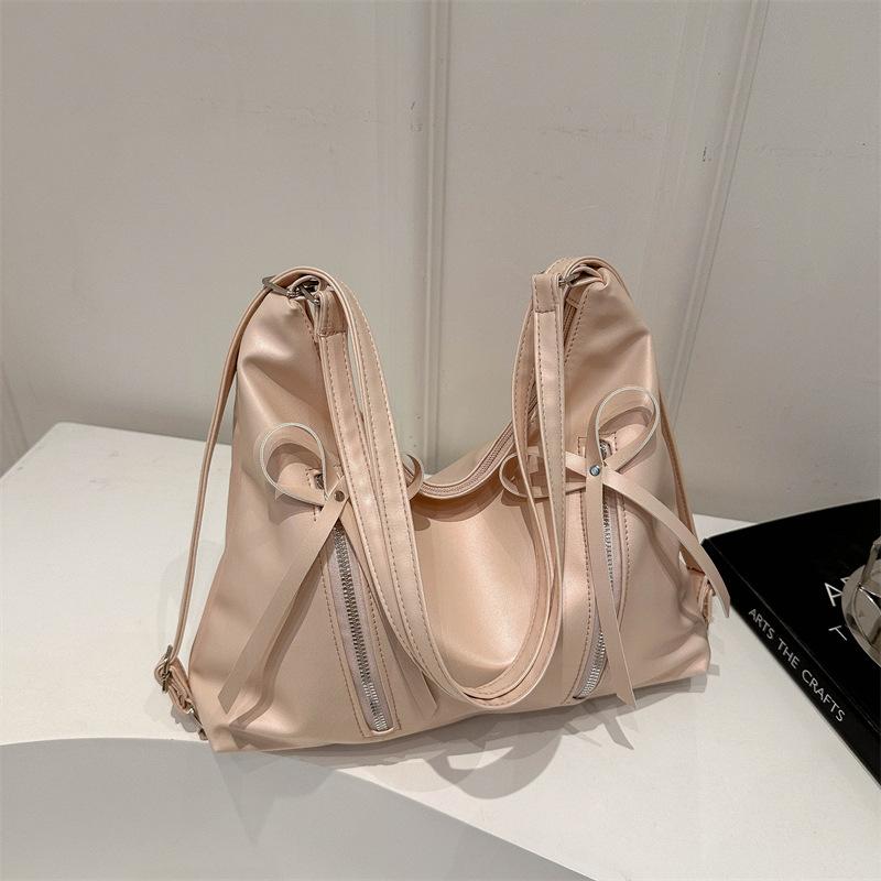 Korean Style Bowknot Faux Leather Tote Bag Versatile Women s Shoulder Handbag розовый