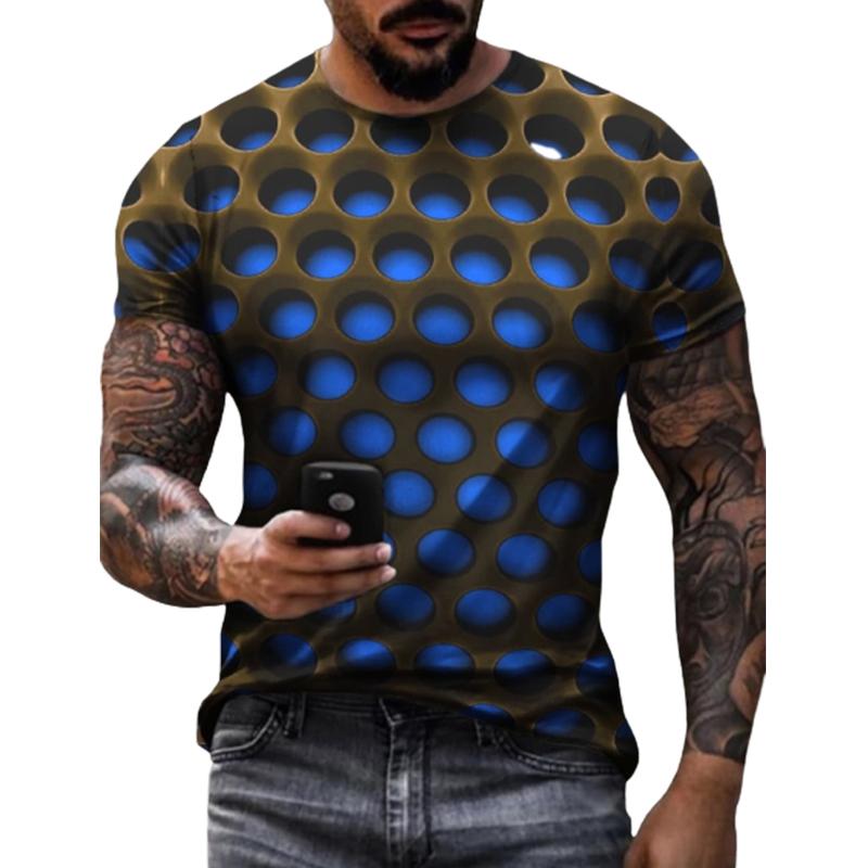 New Summer Men's Fashion T-shirt Personality Skeleton Round Printed Men's T-shirt Top