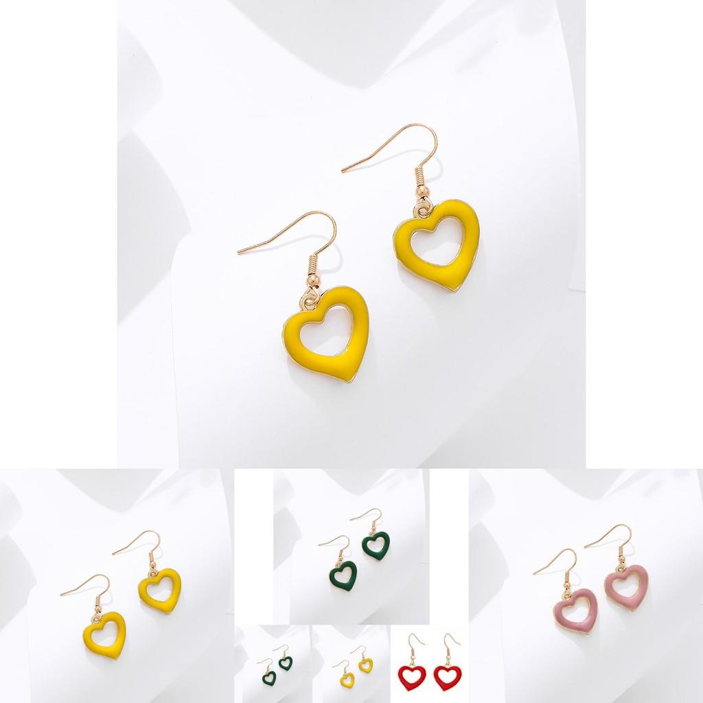 Fashionable Alloy Heart Earrings With Creative Hollow Design In Pink