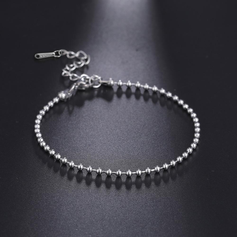 Stainless Steel Gold Chain Bracelet Heart Beaded Couple Bracelets Wrist Jewelry Gift for Women Men