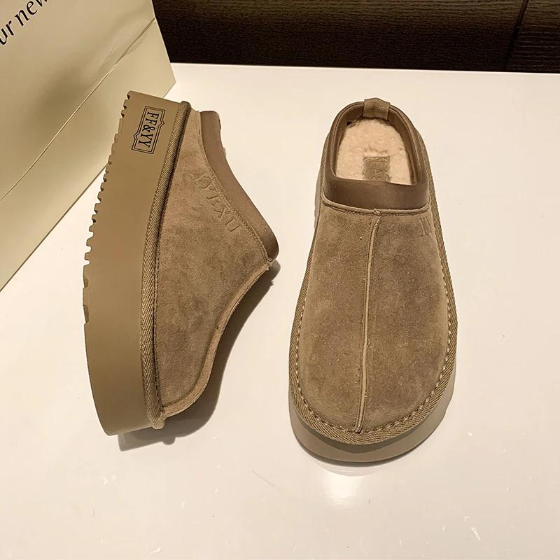 Winter Platform Boots Vintage Fashion Women's Snow Warm Suede Warm Inner Plush Fashion Thick Bottom Women's Flat Bottom Boots