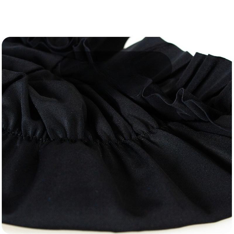Women Ruffle Swim Cap Stretchy Ear Cover Hat Long Hair Protection Cap