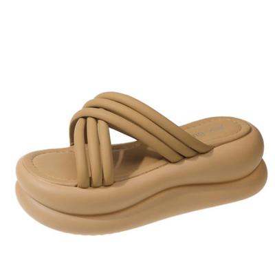 Mode Talons 7CM Sandales Compensées à Plateforme à Brides Croisées pour Femmes Été Mode Semelle Épaisse Plage Sandalias Mujer 2024