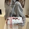 Light Luxury Underarm Bag New Fashionable Floral Bow Print Handbag Contrast Color Versatile Women's Shoulder Bag