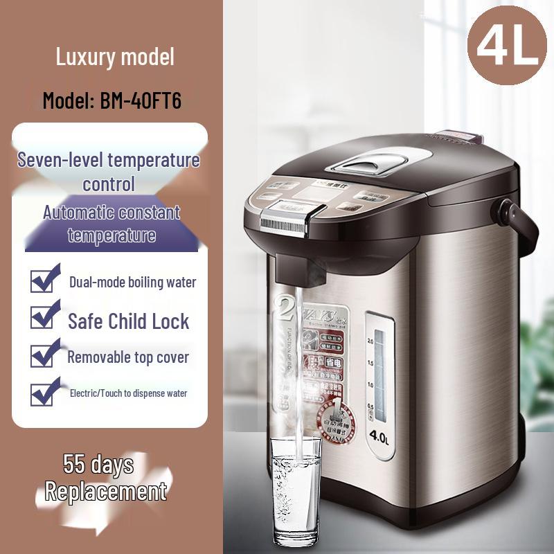 Vios Electric Kettle: 304 Stainless Steel, 4L/5L/6L, Auto-Insulating