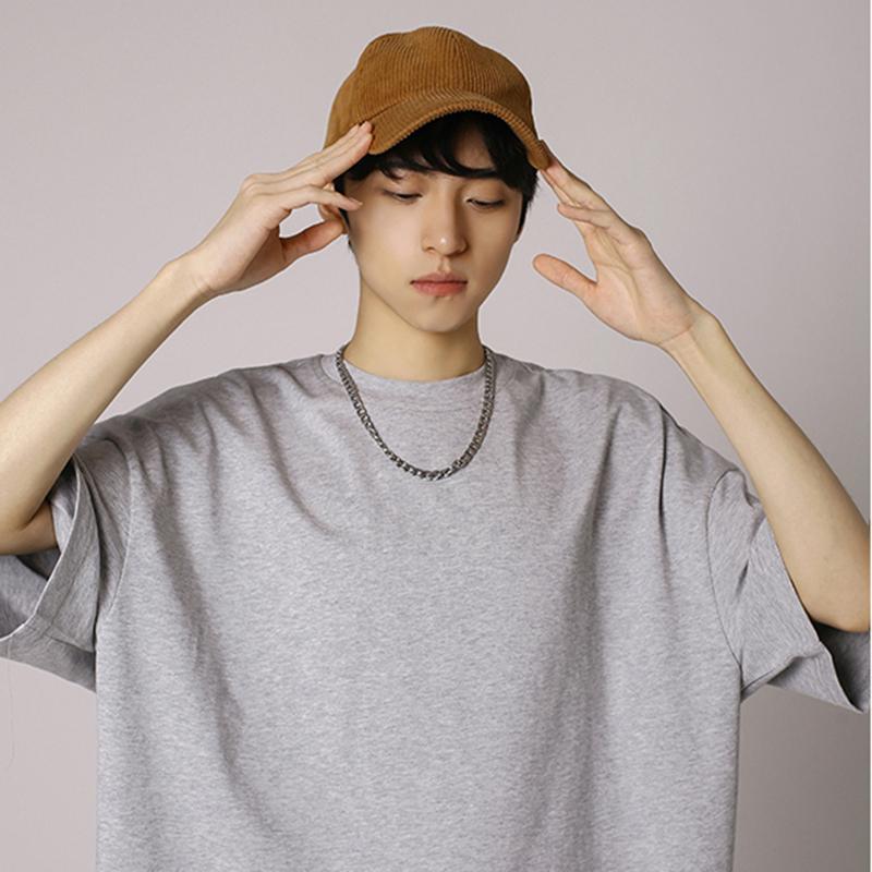 IELGY Solid Color Loose Short-sleeved T-shirt Base Men