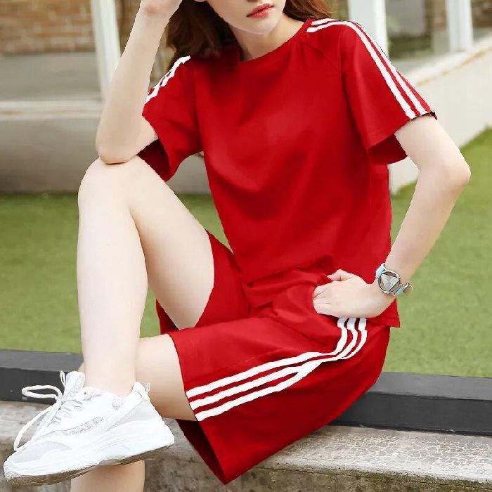 Large Size Fat MM Sports Suit for Women New Korean Style Summer Loose Shorts Two-piece Set