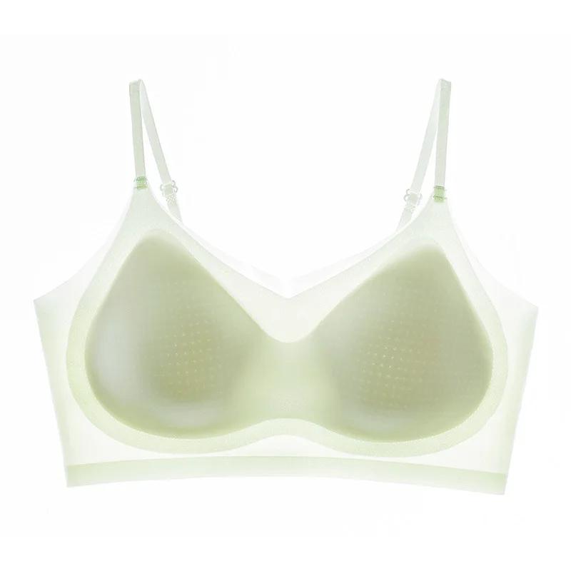 Summer New Ice Silk Backless Tank Top Bra Women's Sleeveless Seamless Sleep Bra Fixed Cup Thin Style Bra From China Mainland