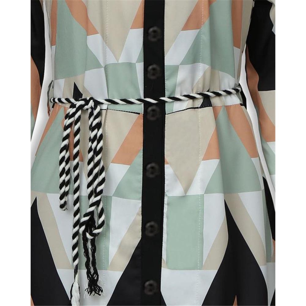 Europe And The United States Women's Temperament Printing Strapped Shirt In The Long Section