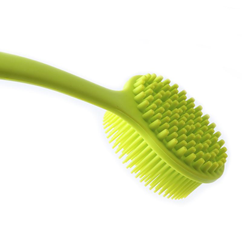 Silicone Bath Brush Long Handle Shower Scrubber with Massage Points for Deep Cleaning