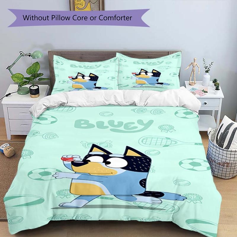 3pcs Bluey Bedding Set Duvet Cover Closure Includes 1 Duvet Cover & 2 Pillowcases, Soft and Comfortable for All Seasons.