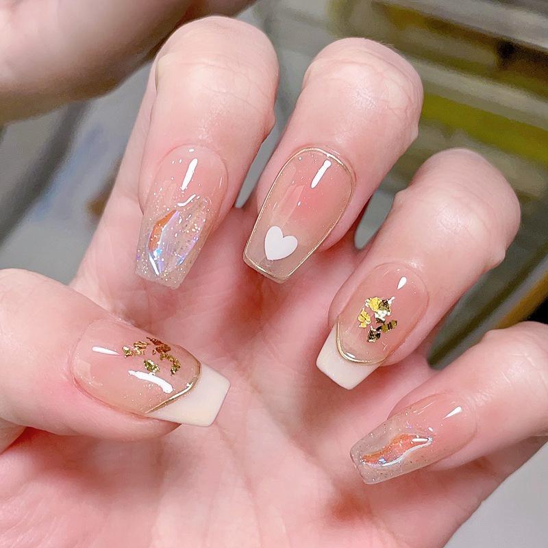 

Наклейки для ногтей Осень Зима Французский стиль Слюда Сердечко Любви Короткая ручная работа StyleA,S