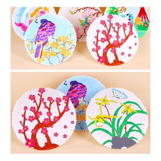 30/40/60/84CM DIY Handbemalung Papier Regenschirm Chinesischer Stil Dekorativer Ölpapier-Regenschirm mit Holz