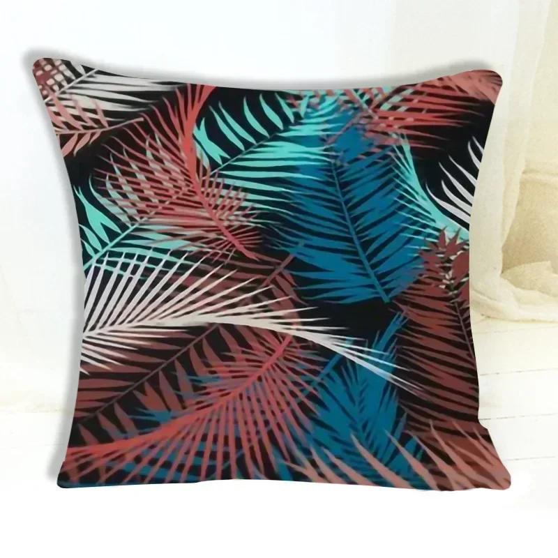 Tropical Plant Pattern Cushion Cover Abstract Leaf Pillowcase Living Room Bedroom Sofa Decorative Pillowcase 45*45Cm