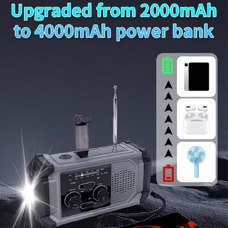 Outdoor Emergency Radio Solar Charging Hand Cranked Weatherproof Emergency Radio with LED Flashlight For Camping