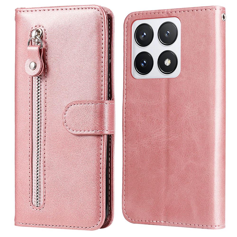 Etui na Xiaomi 14T Pro Portfel na zamek błyskawiczny Tekstura skóry cielęcej Skórzane PU Pokrowiec na telefon