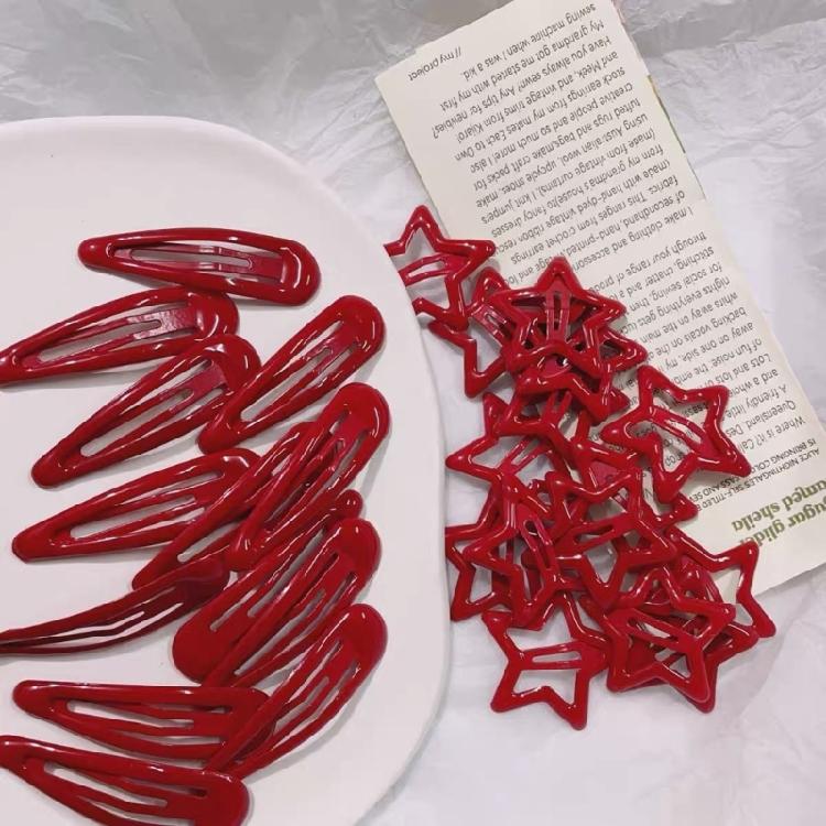 20 Pcs Sweet Cool Hair Clip Red Star Hairpins Styling Hair Accessories Snap Clip
