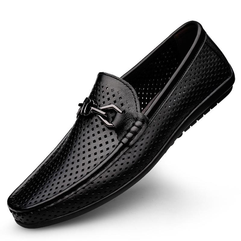 Herren Sommerschuhe aus atmungsaktivem Echtleder - Loafer mit weicher Sohle zum Hineinschlüpfen - Fahrerschuhe