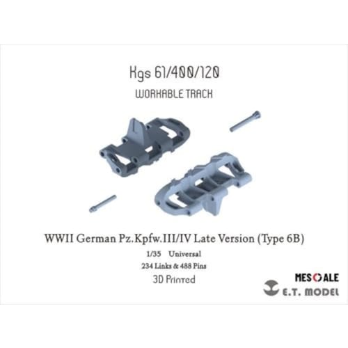 ET Model 1/35 WWII German Army Type 6B Late Model Workable Tracks for Panzer III/IV Tanks, Plastic Model Parts, P35-011
