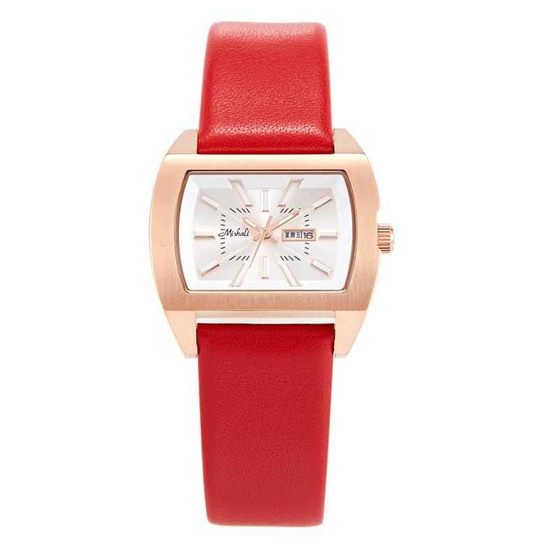 Retro Niche High-End Generous Personality Versatile Large Dial Cowhide Belt Watch Lady