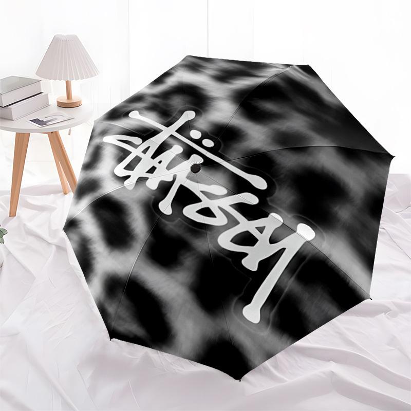 1PC Stussy Leopard Automatic Open/Close, 8-Rib Durable Frame Compact Travel Umbrella for Men & Women S1222066