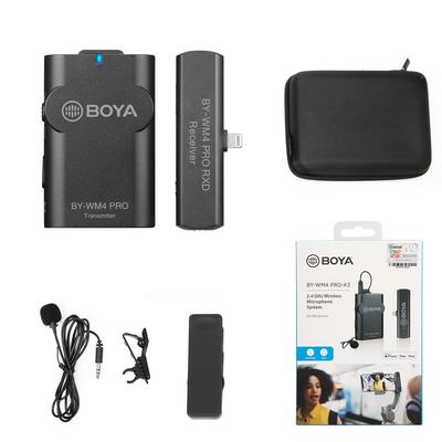 Značka shody BOYA PRO bezdrátový pinový mikrofon režim kamery mikrofon přenos 50M 1 1 přijímač kompatibilní s iPhone iPhone iPhone iPhone iPhone iOS