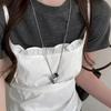 Heart Letter Natural Stone Titanium Steel Necklace - Versatile High-End Sweater Chain for Women