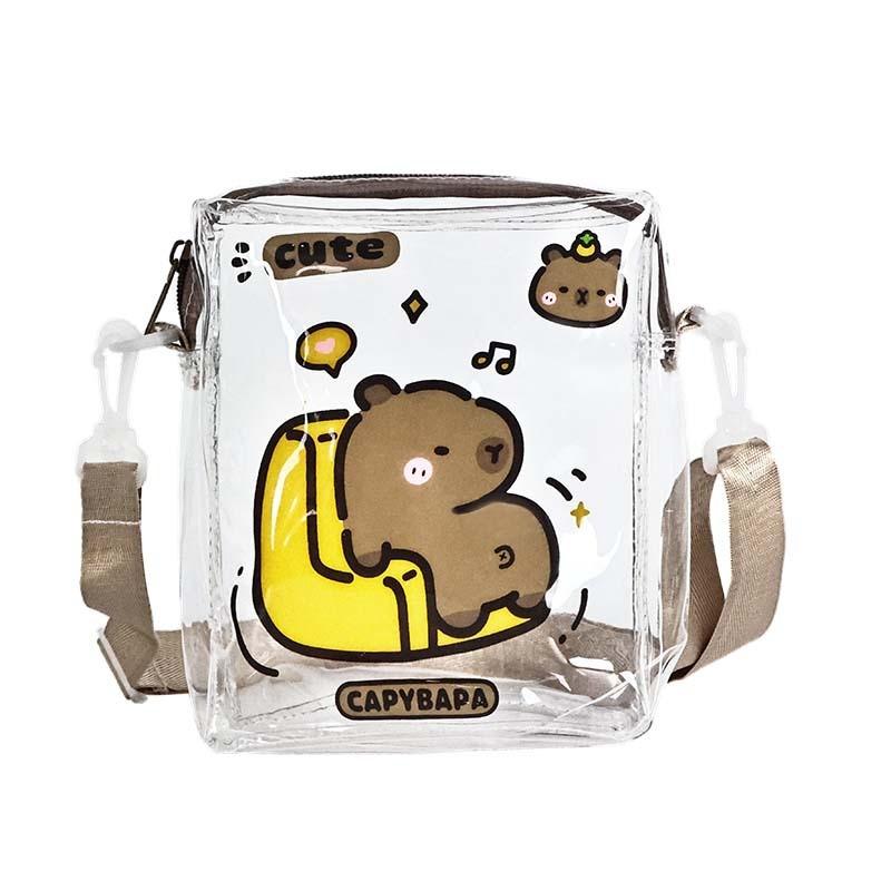 Capybara Cute Pvc Small Crossbody Bag With Zipper Closure For Daily Use