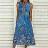 Oversized Ladies Sleeveless Round Neck Dress Soft Mixed Floral Printed Flowy Midi Gown
