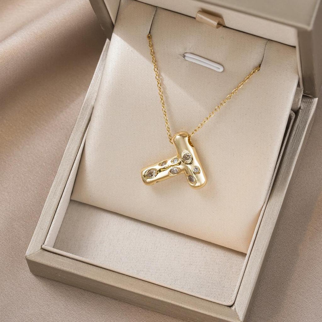 Women's Colorful English Alphabet Necklace - Simple & Trendy Design in Titanium Steel