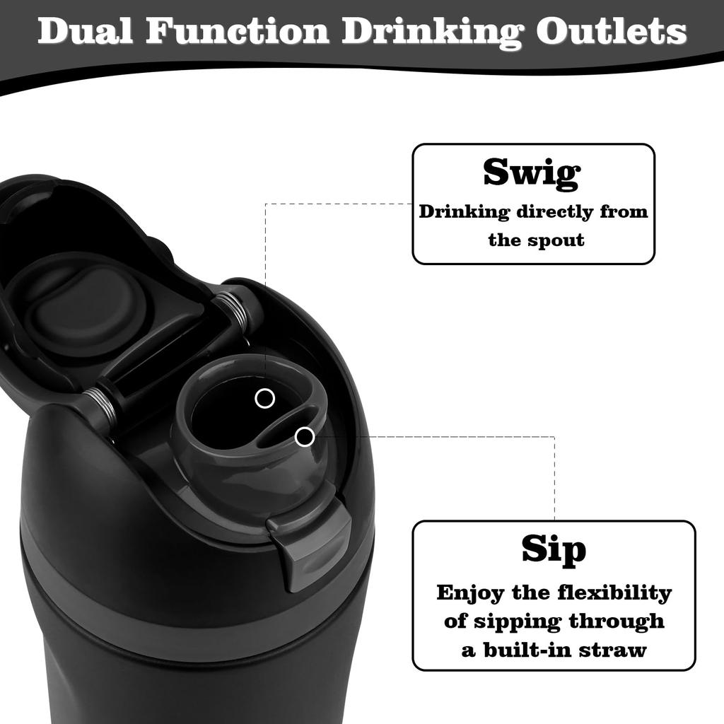 24Oz Stainless Steel Thermos Bottle Thermal Mug Vacuum Flask Water Bottle For Outdoor Camping Sports Insulation Cup