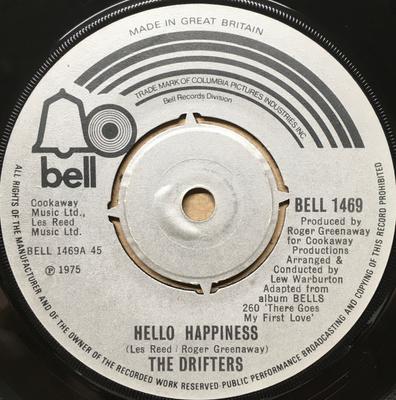 7inch Record DRIFTERS - Hello Happiness BELL1469 Bell Records 1976 UK Soul/Funk Used