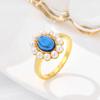 Inlaid Sapphire Small Pearl Ring Women's Retro Temperament Niche Light Luxury Fashion Atmospheric Ring Jewelry
