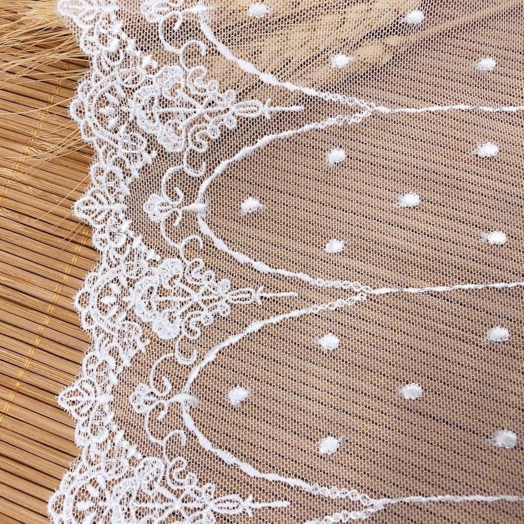 2 Yards White Retro Floral Embroidery Lace Trim Lace Fabric for DIY by The Yard 7.8 Inches Width