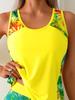 2025 Sporty Sunflower Split Skirted Tankini Swimsuit with Bright Colors