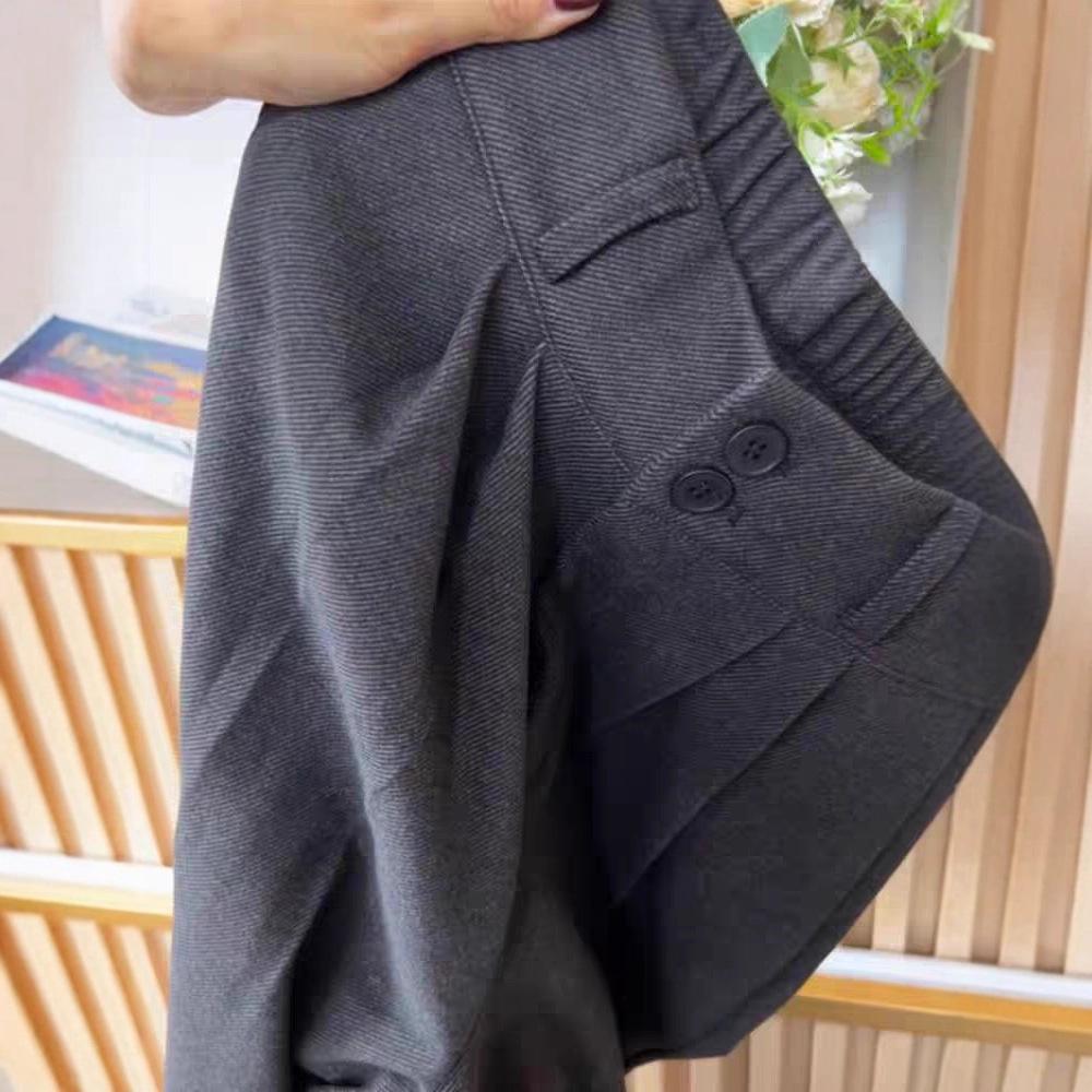 

Women s High Waist Gray Wool Suit Pants - Autumn/Winter 2025, Thickened Straight Wide Leg. Extra Large серый