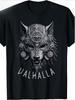 Valhalla Wolf Mask for-Norse Runes & Compass Design-100% Cotton Summer O-neck Short Sleeve Casu