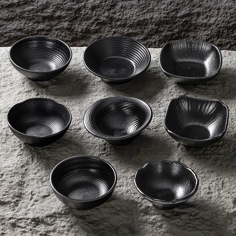 Hot Pot Melamin-Soßenschalen, Dip-Soja-Essig-Soßenschalen, Schwarz, Restaurant, kleine Suppenschüssel, Kochgeschirr, Haushaltswaren, Küche