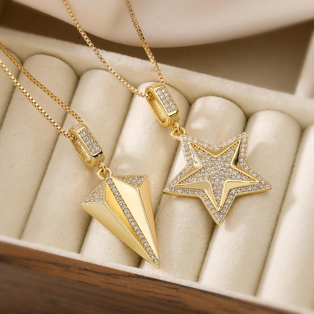 1pc Fully Crystalized Stainless Steel Luxury Star Necklace For Women