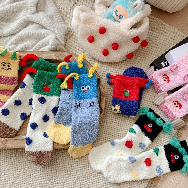 Cute and Funny Fluffy Sleep Socks, Coral Fleece Warm Socks, Winter and Autumn Cartoon Home Floor Socks, Women's Socks