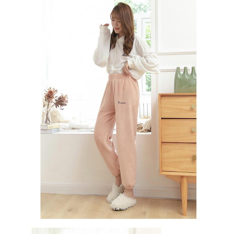 Warm Fairy Warm Pants Coral Fleece Home Fur Thick Casual Loose Outer Wear Winter Sleepwear Girl