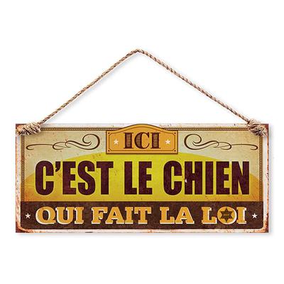 [Q0578] - Metal Plaque 'It's the Dog That Makes the Law' - 30x13 Cm