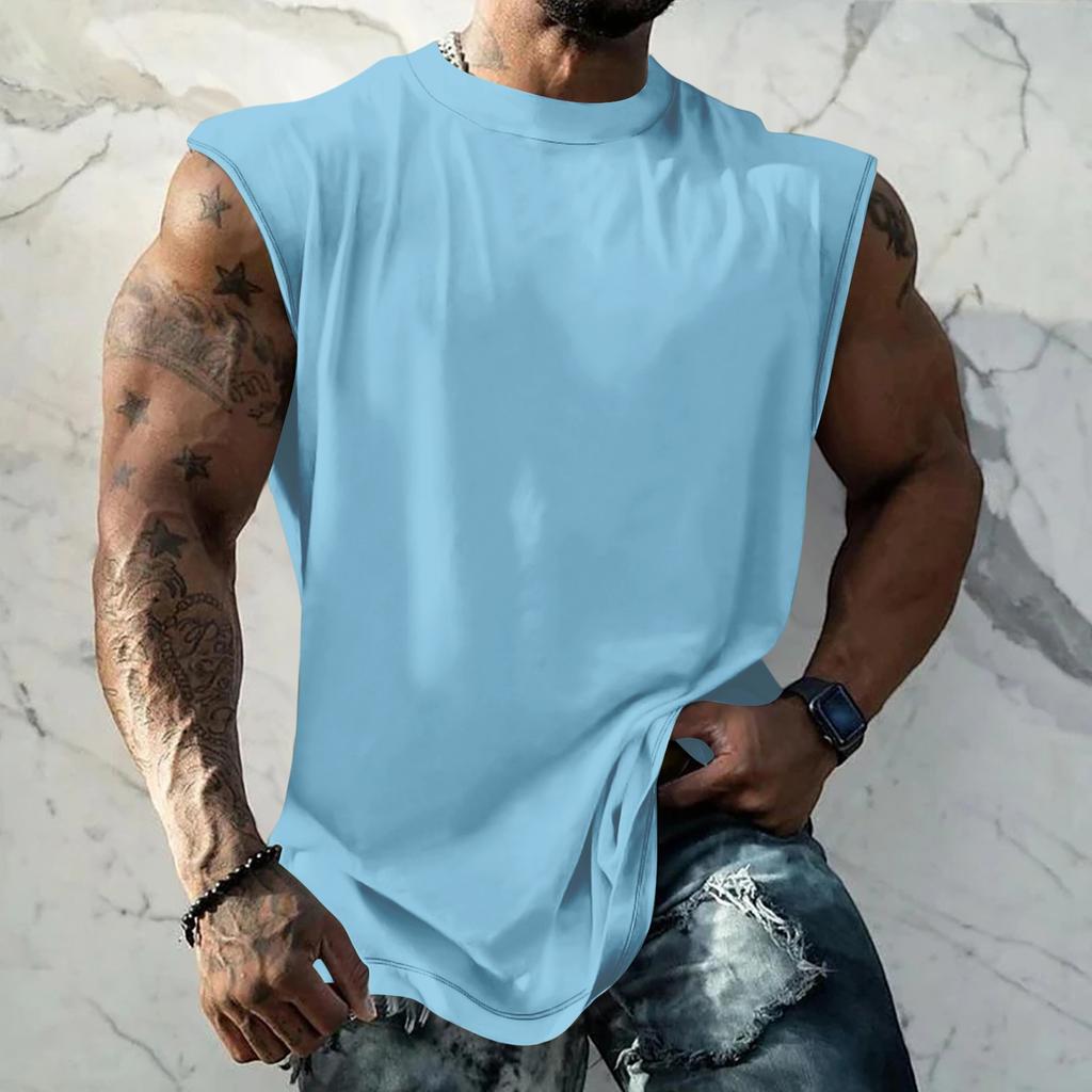 Men Sleeveless Tank Top Muscle Shirt Loose Fit Basic Solid Color Casual Summer Workout Vest for Daily Use