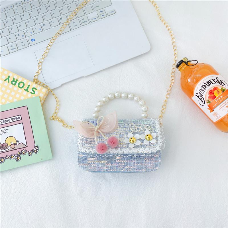 Adorable Mini Pearl Handbag For Girls Charming Chain Shoulder Bag For Children