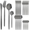 24pcs Stainless Steel Cutlery Set Knife Coffee Spoon Fork Dinnerware Set Mirror Durable Flatware Western Party Kitchen Tableware