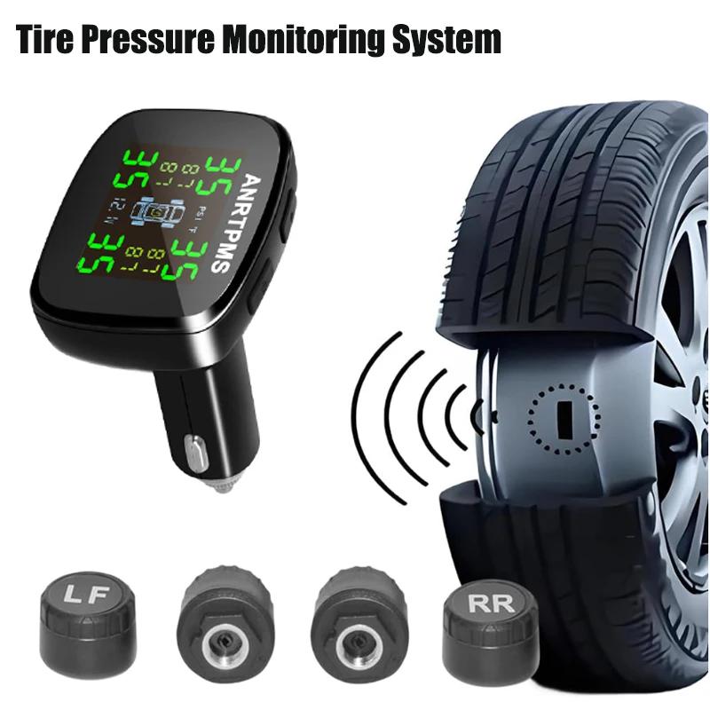 Wireless Car TPMS Tire Pressure Monitoring System with 4 External Sensors Colorful Display USB Output for RV SUV MPV Truck Sedan